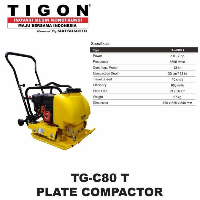 #####] Plate Compactor TIGON Stamper Kodok plus tangki depan Perata Beton