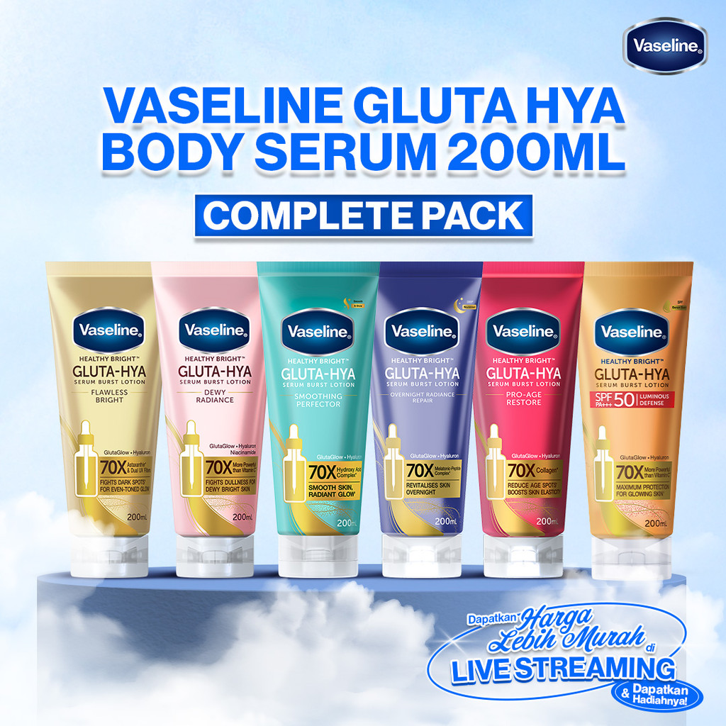 Vaseline Gluta Hya Body Serum 200ml Complete Pack