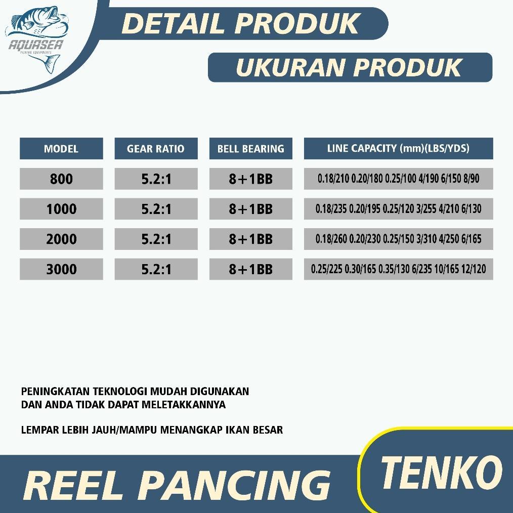 Aquasea Reel Pancing Tenko Spinning Katrol Kerekan Aluminium Reel Fishing