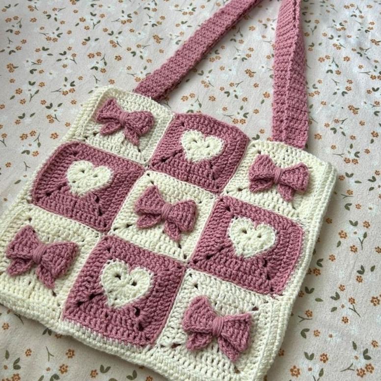 Couqette Crochet Totebag Custom Warna Ukuran Besar