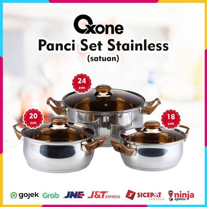 Panci Stainless Steel + Tutup Kaca Satuan Oxone OX-933P