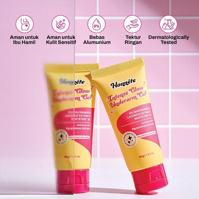 [EXCLUSIVE LIVE] 2 Pcs Honnete Intense Glow Underarm Gel Mencerahkan Ketiak & Area Gelap 5% Niacinam