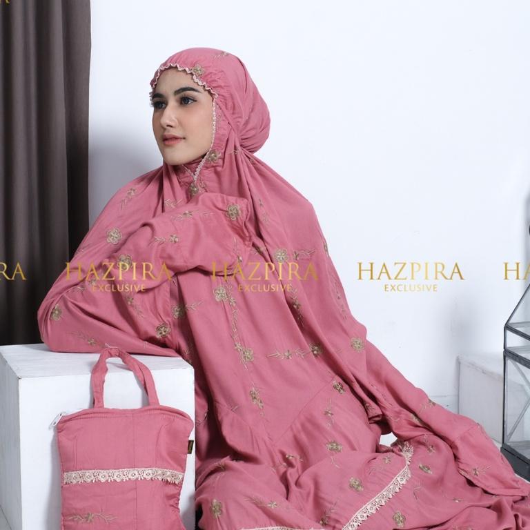 Hazpira - Mukena Terusan Bordir Dewasa Nazwa Rayon  Jumbo