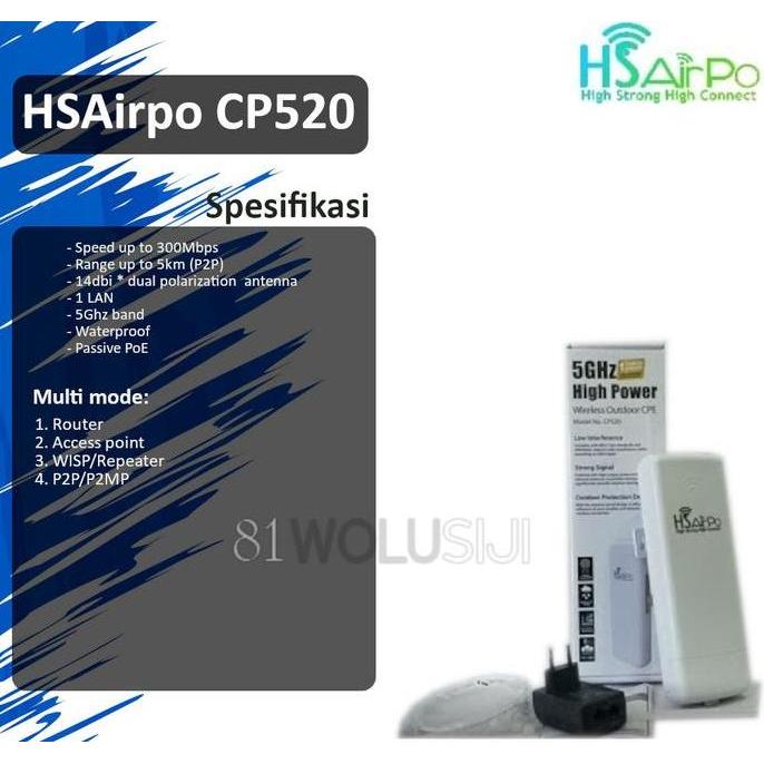 BEBAS ONGKIR - HSAirpo CP520 5Ghz Wireless N 300Mbps Outdoor Router