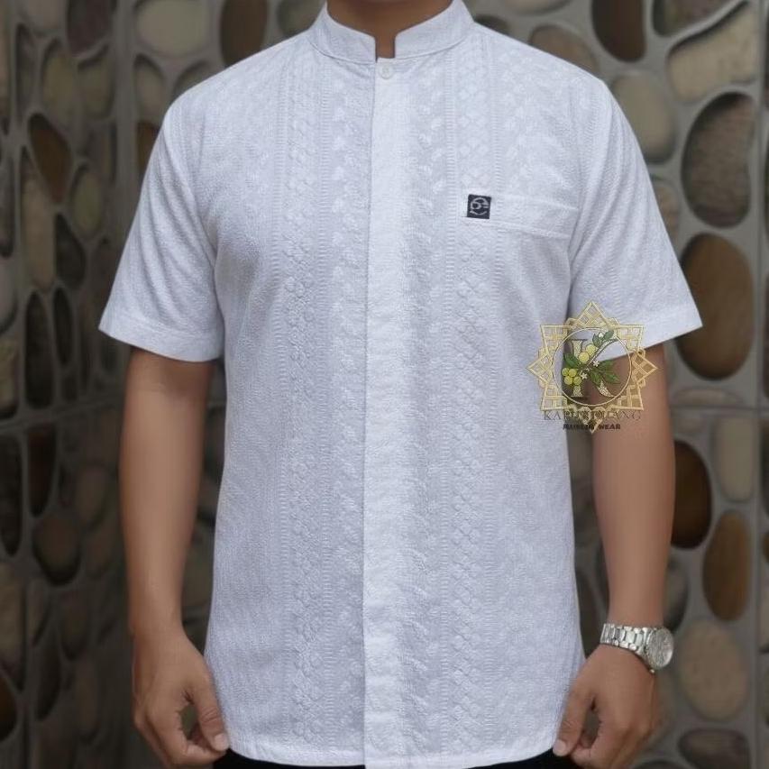 Terbaru Koko Mewah Katun Full Bordir Putih Bersih Pria