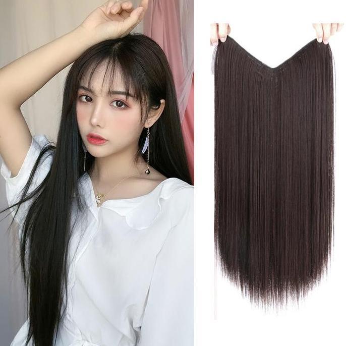 HLU half wig u shape lurus hair clip rambut palsu hair extension