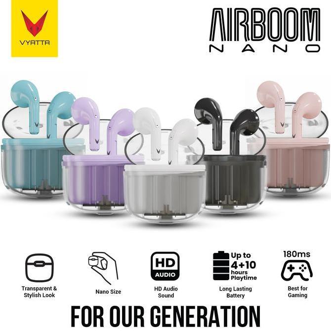 VYATTA AIRBOOM NANO TWS BLUETOOTH HEADSET TRANSPARENTCASE