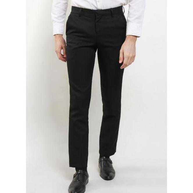Gianni Visentin - Gianni Visentin Celana Bahan Hitam Formal Regular Fit Pria