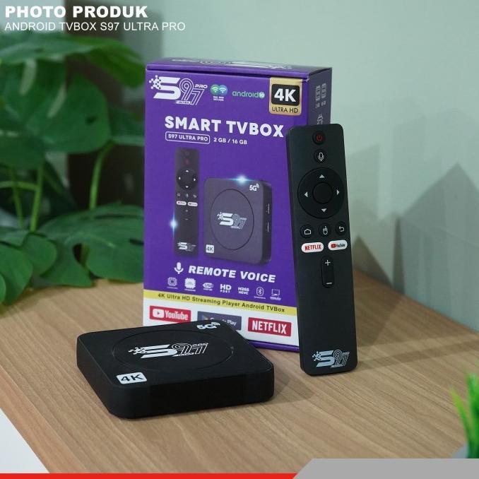 NEW Stb Android TV Box Smart 4K S97 Ultra Pro Remote Voice Ram 2GB Rom 16GB Dual Wifi Miracast Allwi