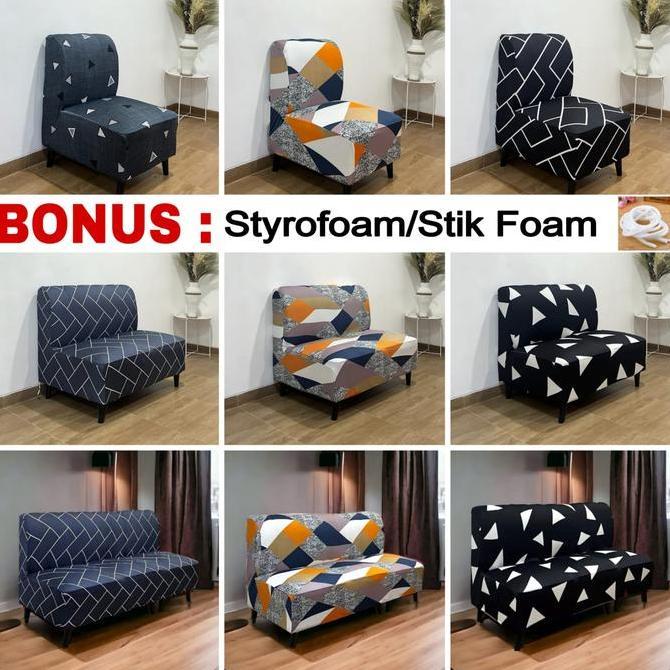 Cover Sofa 123 Dudukan Tanpa Tangan Stretchsarung Sofa Motif Elastis