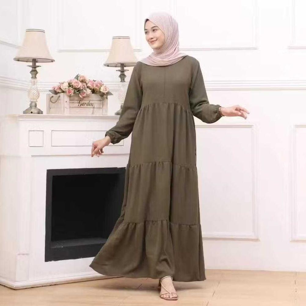 TERLARIS GAMIS HITAM PUTIH REMPEL SUSUN BAHAN RAYON PREMIUM / BUSANA MUSLIMAH TERBARU / GAMIS TERBAR