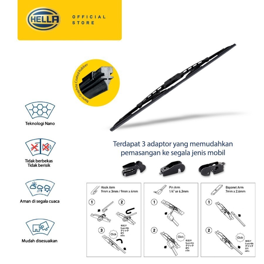 Hella Wiper Mobil Toyota Avanza (2011-2015) 21+14(2Pcs) - Wiper Premium Aksesoris Tipe Mobil Avanza