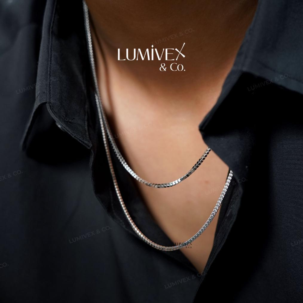 PAKET HEMAT KALUNG PRIA TITANIUM SILVER ANTI KARAT KOREA / KALUNG SILVER LUMIVEX - BELLEN AEGIS