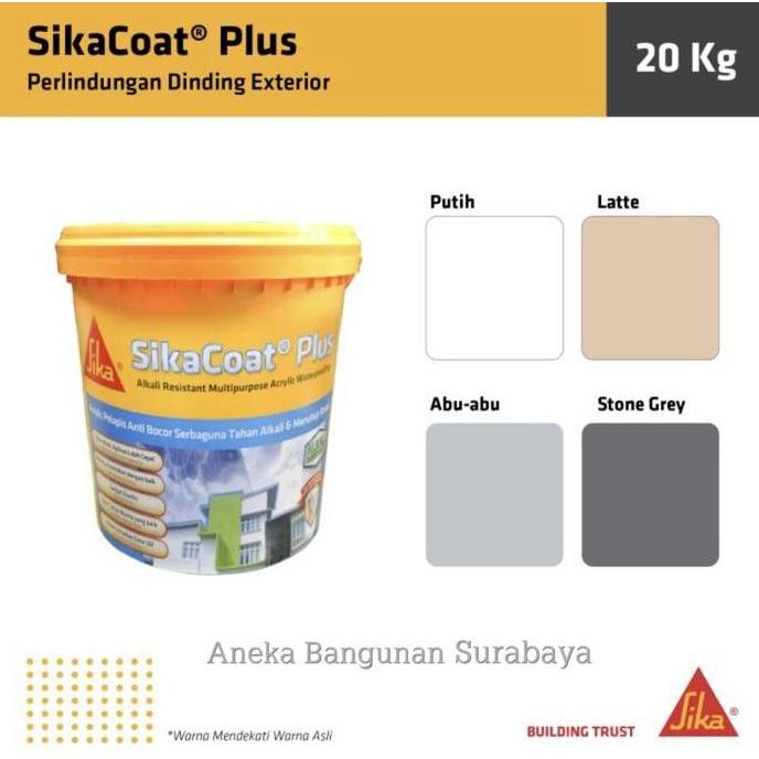 NEW SikaCoat Plus 20kg pail Sika Coat pelapis tembok dinding atap genteng eksterior anti bocor cat w