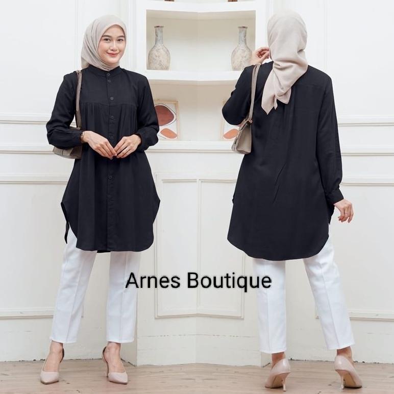 PREMIUM BAJU PUTIH ATASAN WANITA TUNIC RAYON TWILL POLOS BUSUI FRIENDLY TUNIK KERJA KULIAH BASIC
