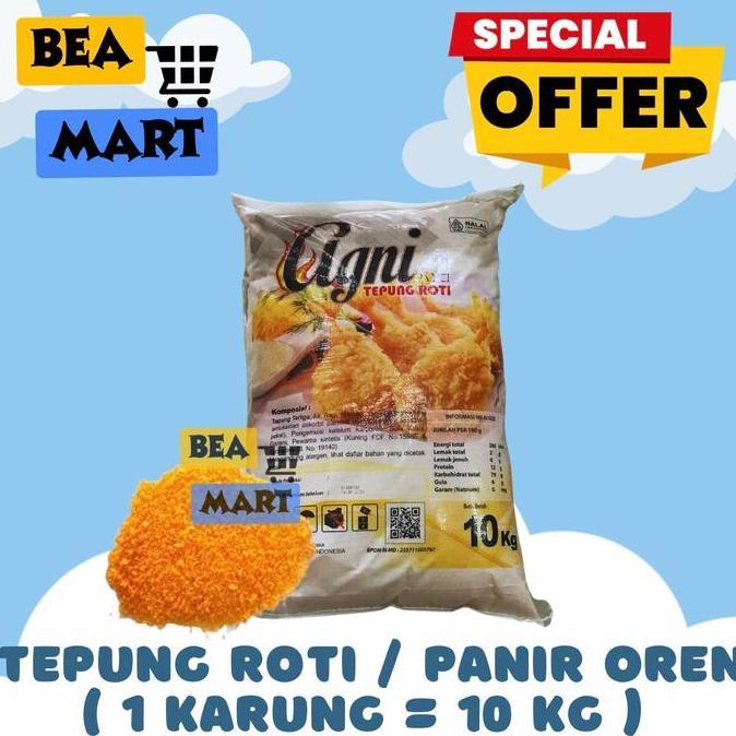 Murah Tepung Roti Agni Oren 10Kg | Tepung Panir / Panko Bread Crumb Breadcrumb Orange 10 Kg