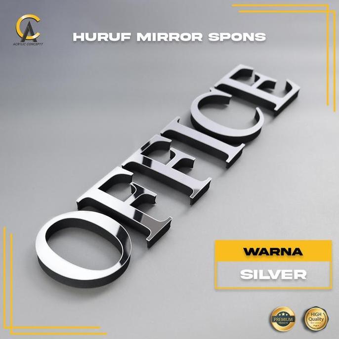 Huruf Timbul Akrilik Mirror + Spons READY