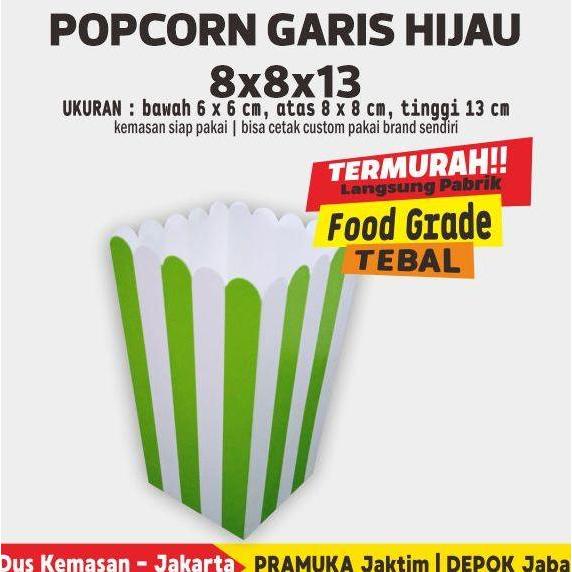 Avvolgere- Box Popcorn Garis 8X8X13 Cm (Isi 50 Pcs)