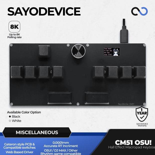 Sayodevice Cm51 Osu / Djmax Hall Effect Macropad Gaming Keyboard Rapid Trigger Socd Rdt Co
