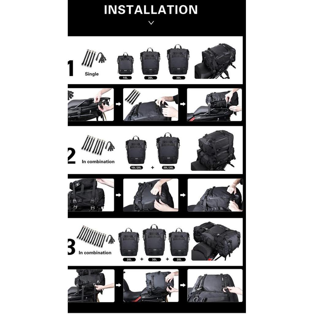 Rhinowalk - Waterproof Motorcycle Tailbag Tankbag Sidebag Pannier Bag Original Dan Terpercaya