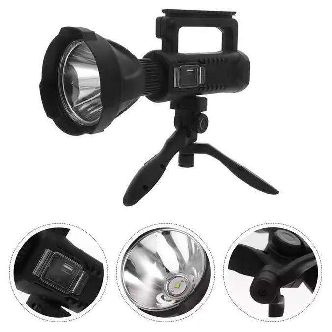 DAMELOPO Senter Sorot Super Bright Big Lamp LED XHP50 1000 Lumens USB Rechargeable with Mini Tripod