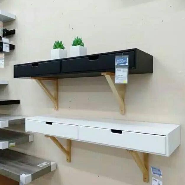 Meja rias make up gantung dinding miimalis rak make up gantug tempat kosmetik aestetic 80x20x11 Kayu