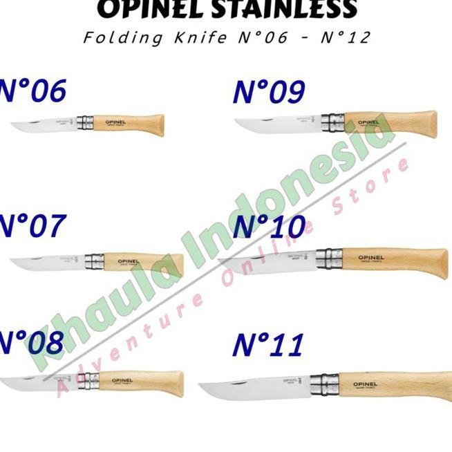 Opinel No 6 7 8 9 10 12 Pisau Lipat Folding Knife Stainless Steel