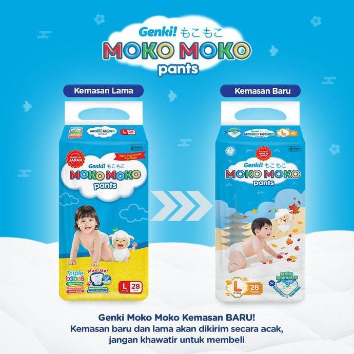NEW POPOK CELANA GENKI MOKO MOKO PANTS M32[34] L28 [L30]  XL26 XXL24 MOKOMOKO POPOK BAYI SEKALI PAKA