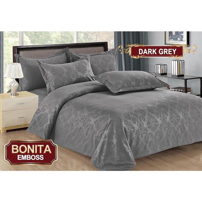 NEW BONITA - BEDCOVER SET 180X200 BONITA POLOS EMBOSS - SPREI BONITA POLOS ORI
