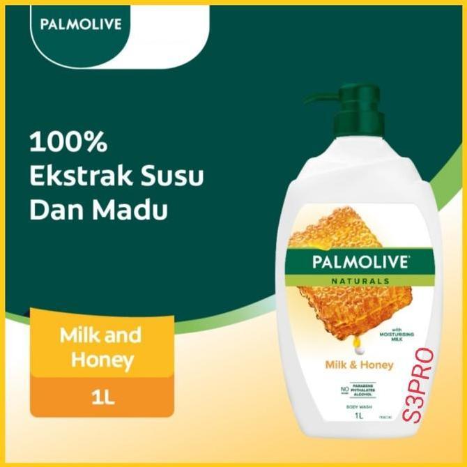 Palmolive Sabun Mandi Milk Honey 1 liter . Sabun mandi cair.