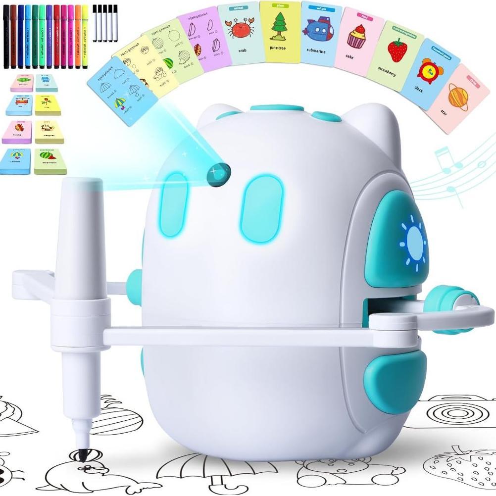 Drawing Robot for Kids 150 Educational Cards Smart Drawing Robot Voice