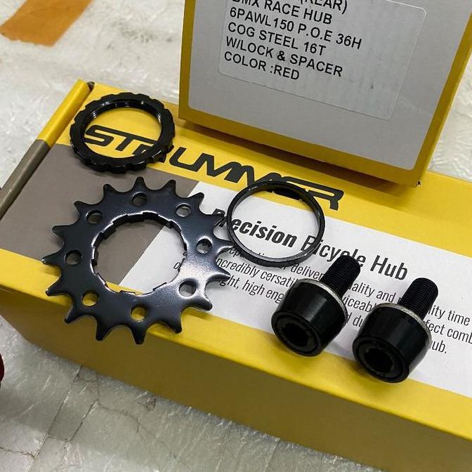 Strummer HBR-150R BMX Race Hub with 16T Cog HUB-00153BK Rear - STRUMMER BMX Race Hub Alloy Bearing W