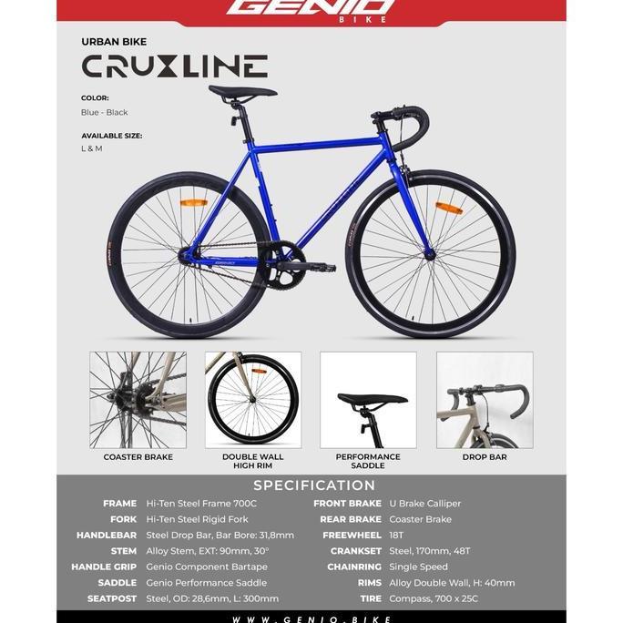 SEPEDA FIXIE GENIO CRUXLINE REM TORPEDO STANG BALAP 700c