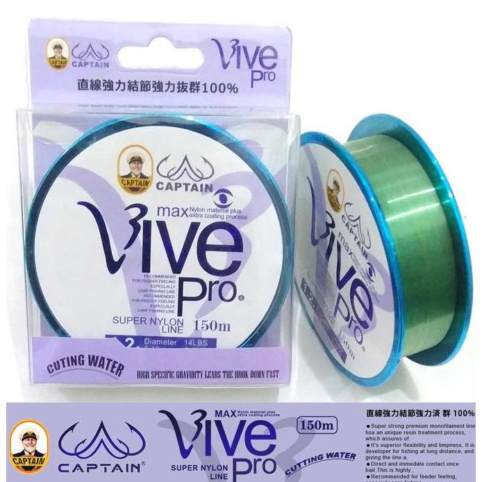 BEBAS ONGKIR - SENAR PANCING - CAPTAIN VIVE PRO 150 METER, SUPER NYLON LINE, CUTTING WATER Ikan Umpa