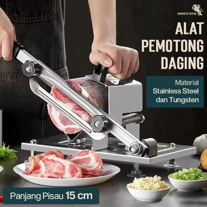 TERLARIS ALAT POTONG DAGING SLICE SAYURAN MESIN MANUAL PEMOTONG DAGING TIPIS SERBAGUNA KETEBALAN BIS