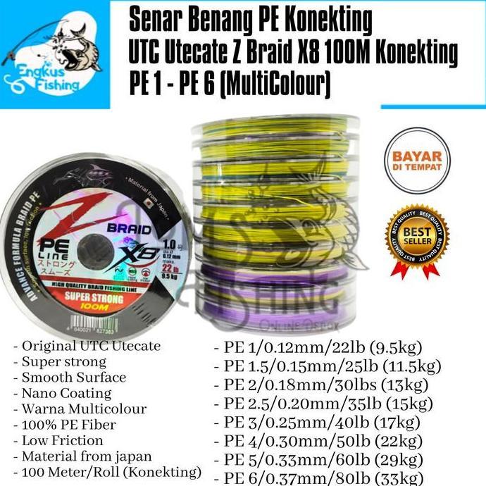 Senar Benang Pancing PE UTC Utecate Z-Braid X8 Halus (PE 1.5 - PE 6)