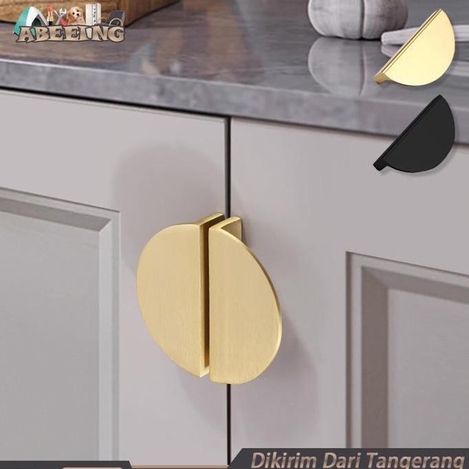 WINTURY Tarikan Bulat Lemari Gold Handle Lemari Handle Bulat Lemari Handle Pintu Setengah Lingkaran 
