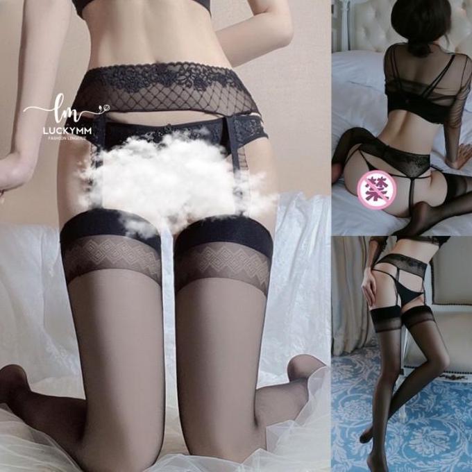 WINTURY Luckymm - Stocking Lingerie Sexy / Stocking Sexy Wanita Hitam Jaring / Stocking Collection