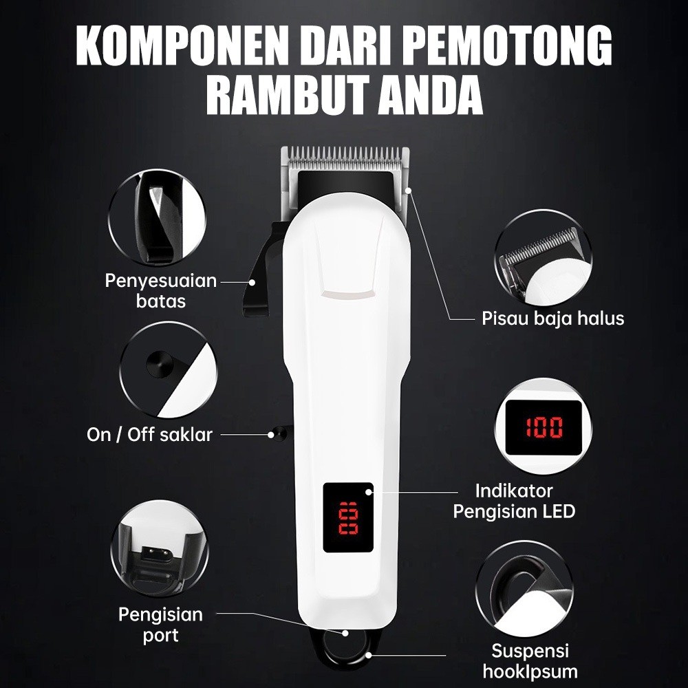 Mesin Cukur Rambut Elektrik Multifungsi - Hair Clipper Profesional Berkualitas Dengan Baterai Rechar