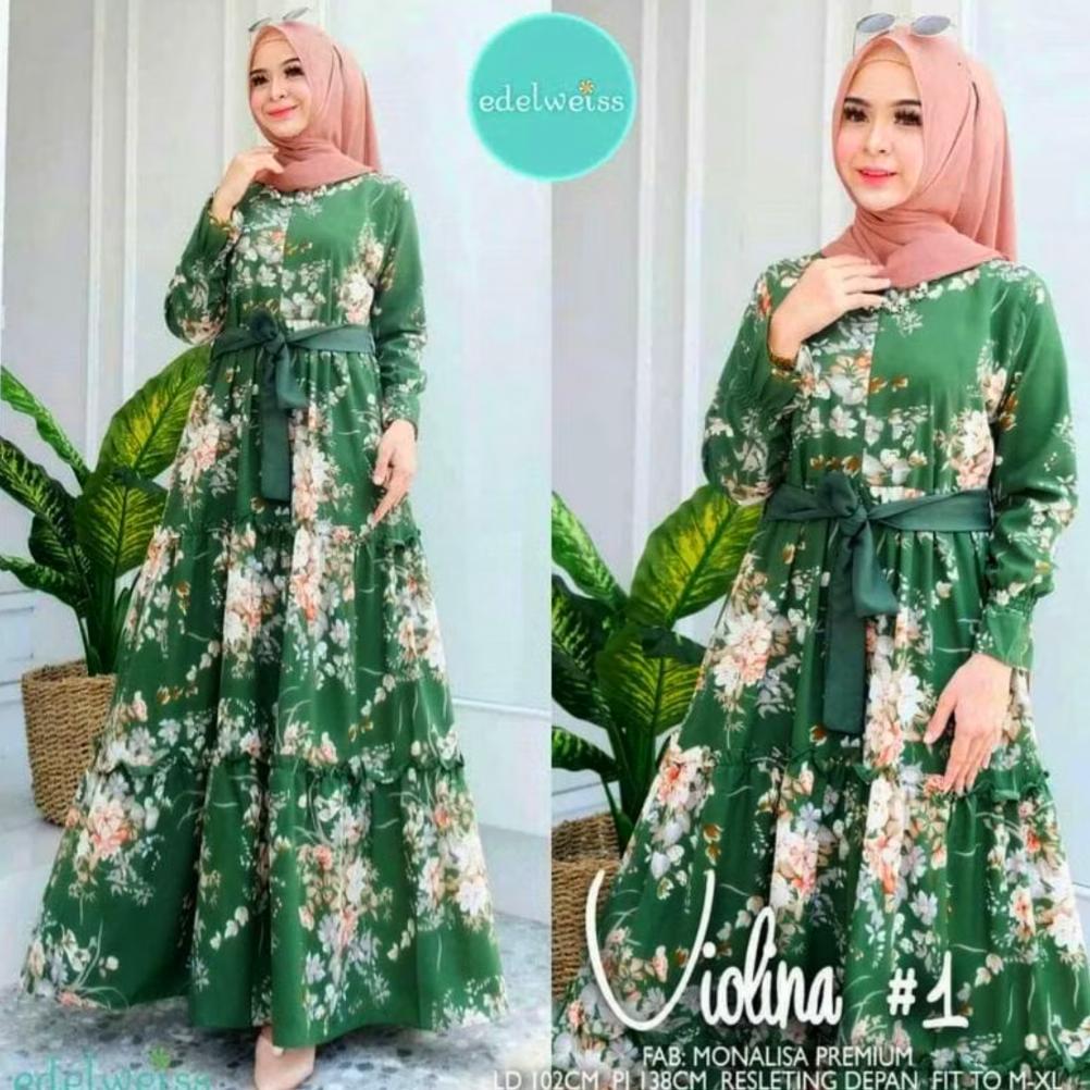 FLASH SALE Gamis Bunga Sakura Katun Terbaru Busui Fashion Muslim Syari Kekinian Termurah Remaja Dewa