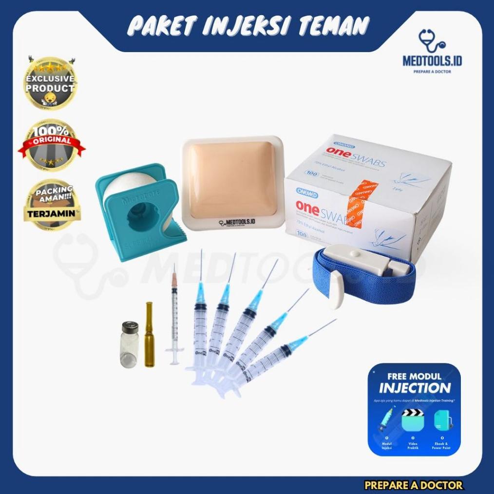 Paket Injeksi Teman [ Injection Training / Latihan Suntik / Spuit / Injection Pad ] - Medtools terla