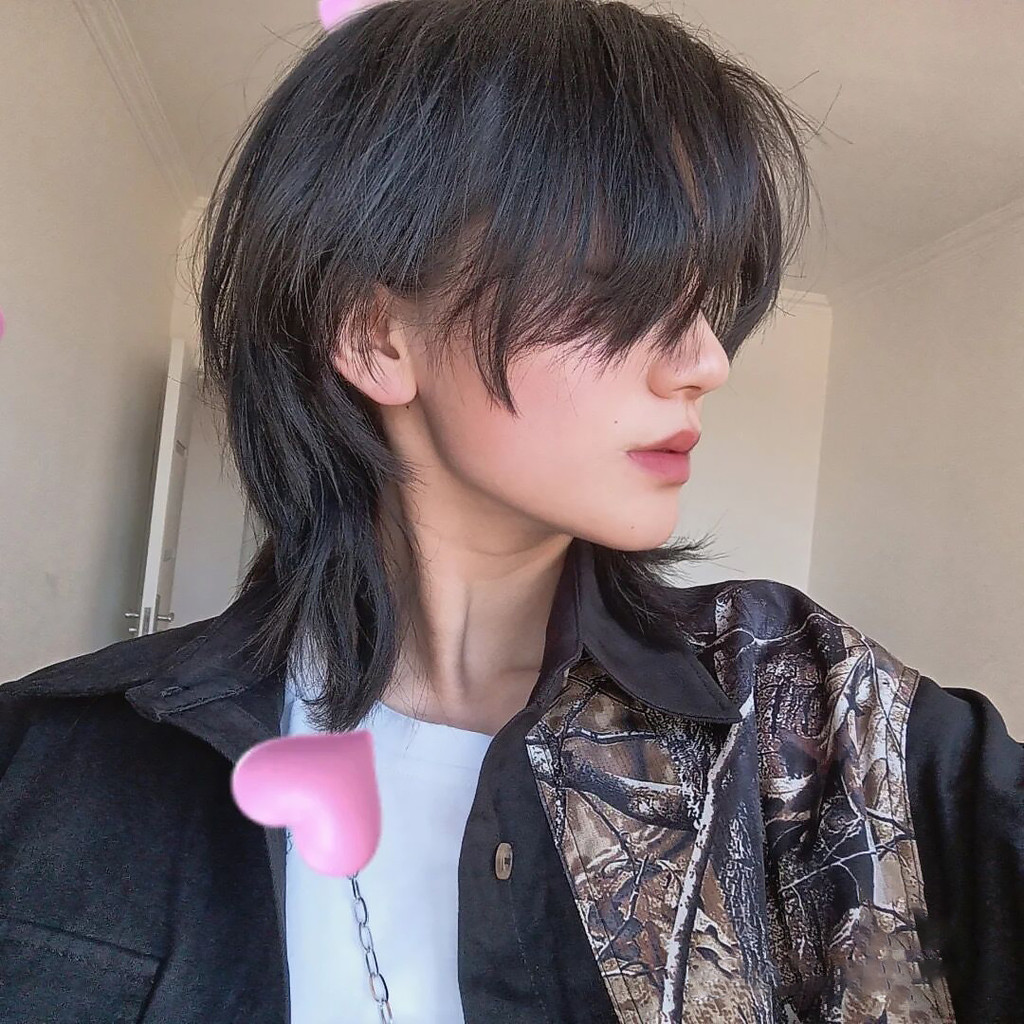 Wig Dengan Wolfcut Ala Kimura Untuk Pria/Wig Dengan Ekor Serigala Ala Kimura Setengah Panjang/Wig Mu