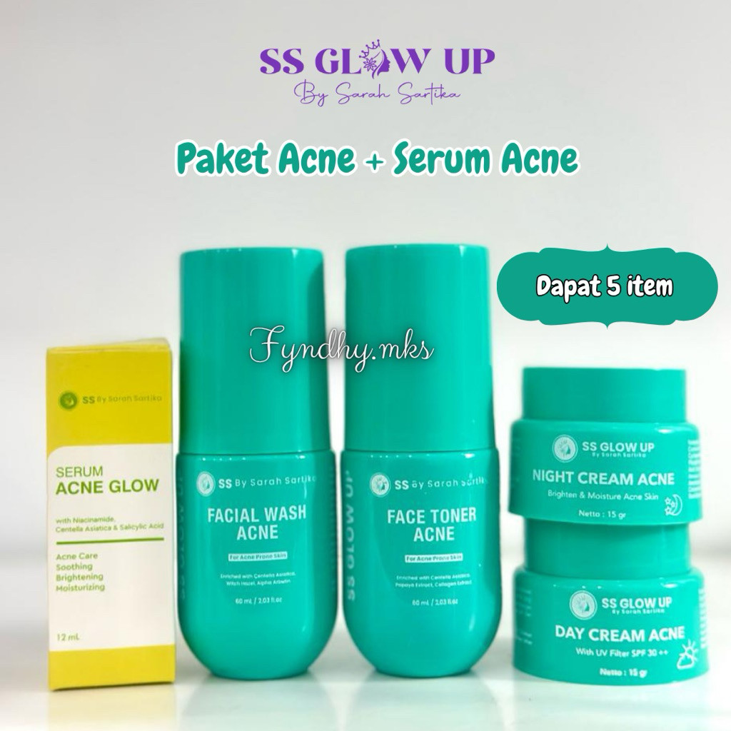 Cream Penghilang Jerawat + Serum Acne 5 Item Ss Glow Up By Sartika Diman Skincare Paket Acne