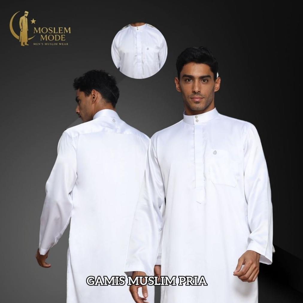 Favorit Baju Gamis Pria Putih Polos Jubah Gamis Pria Viskin Putih Lengan Panjang Oblong - Gamis Laki