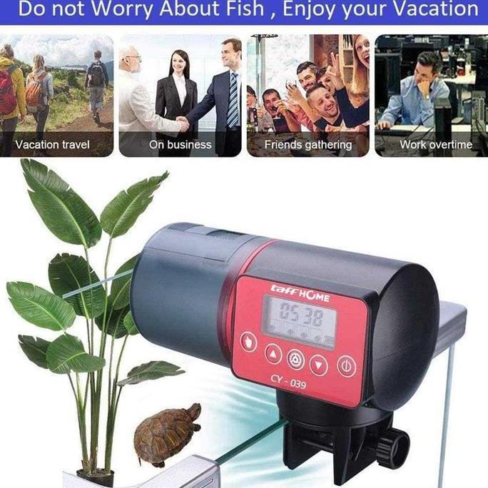 Ready Dispenser Makanan Ikan Pintar Otomatis Smart Fish Feeder dengan Pengaturan Waktu dan Kapasitas