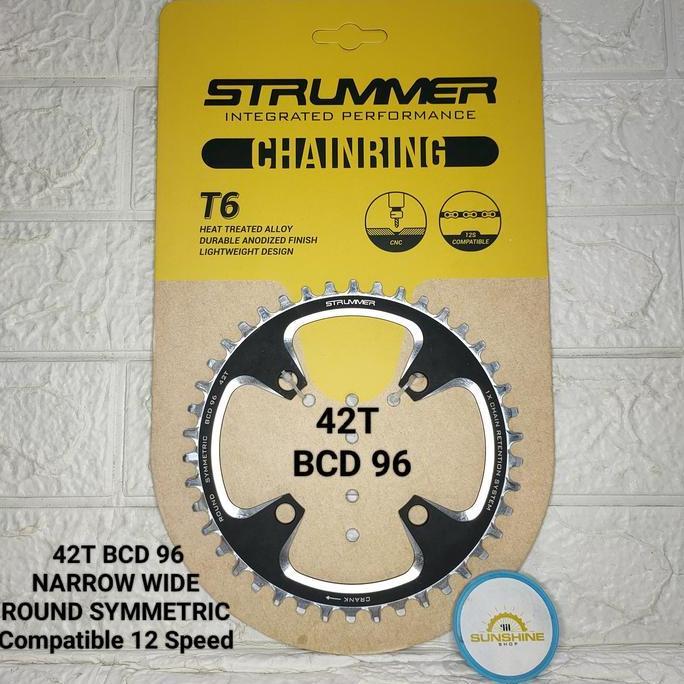 Chainring Crank STRUMMER 40T 42T BCD 96 ROUND CNC Sepeda MTB Roadbike
