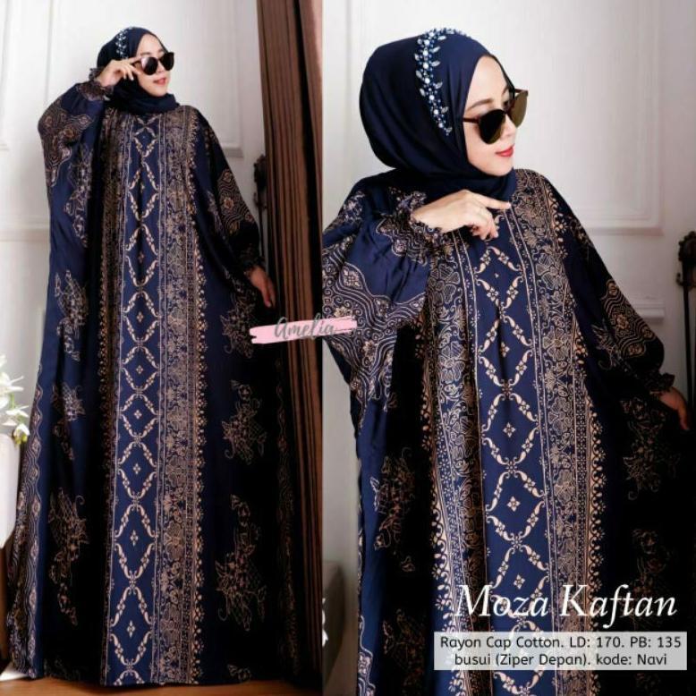 BESTPROMO Terbaru MOZA Kaftan Unique Ori Jumbo Busui Resleting Depan Rayon GRADE A Bisa Cod