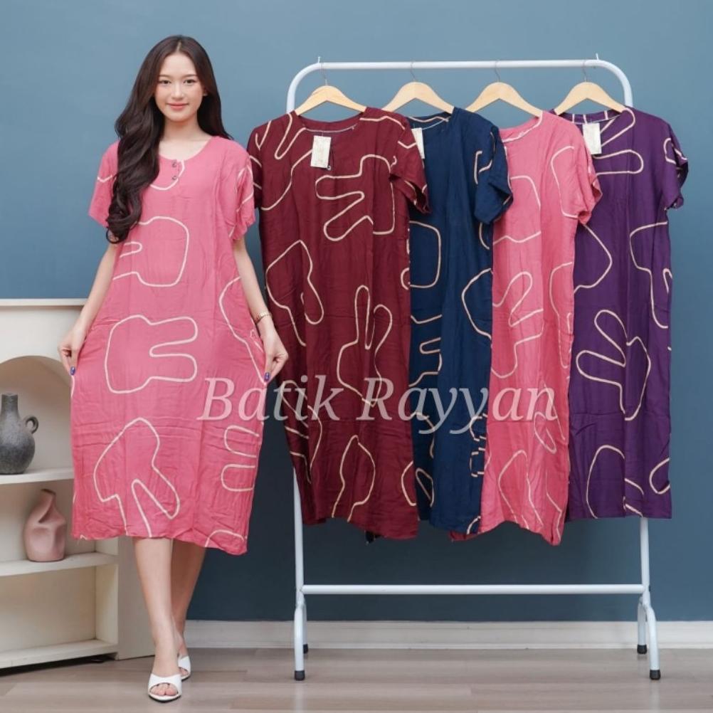 Original [Bisa Cod] 100 Dapat 4Pcs || Daster Rayon Jumbo Lengan Pendek Busui Bumil Kancing Depan Len