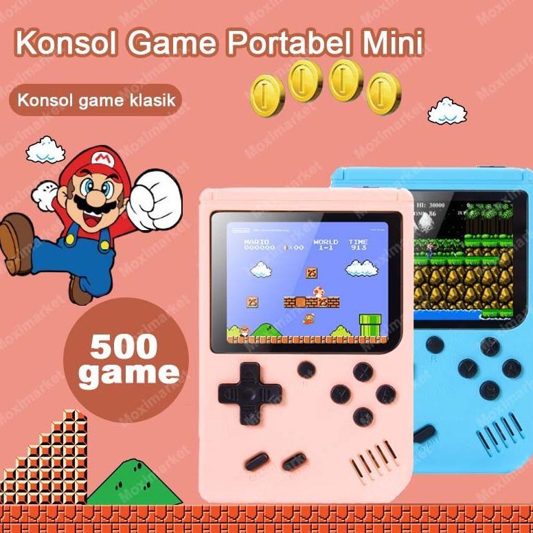 Gameboy 500-In-1 Portabel 4 Warna Gameboy 1 Player/2 Player Gameboy Macaron Warna Gameboy Mini Berga