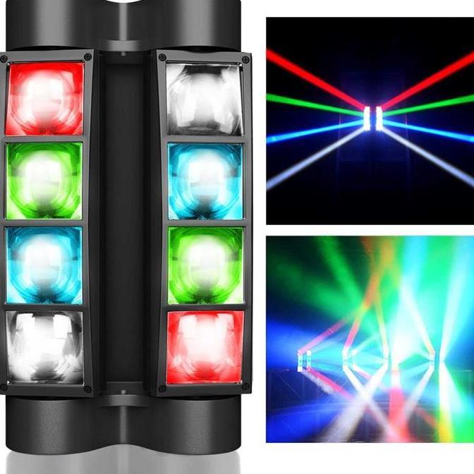SIAP KIRIM COD JUNHE Lampu Disco laser sensor suara musik sorot panggung Spider RGBW Moving Head DMX